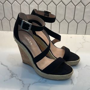 Charles David Black Strap Wedges - 8.5